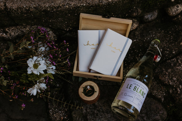 Elopement vows, rings, and drinks.